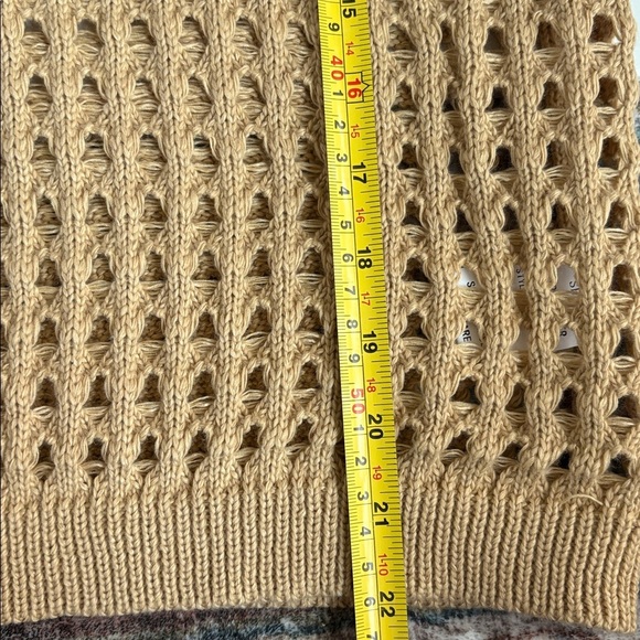 Andthewhy tan collared open knit long sleeve vneck sweater - Picture 14 of 16